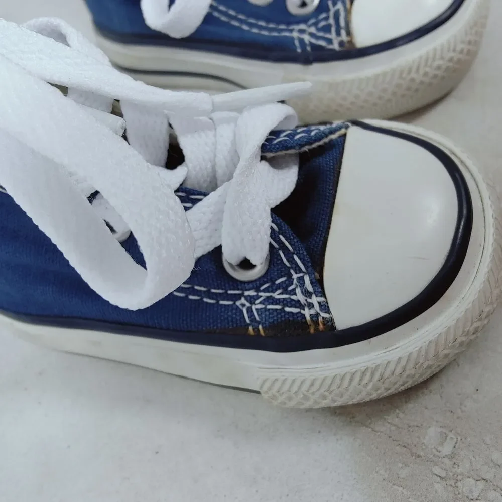 Converse Baby Infant Chuck Taylor All Star Hi Shoes Navy White, Sz 2